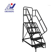 Heavy Duty Steel Warehouse Rolling Ladder For Support Scaffolding Construction